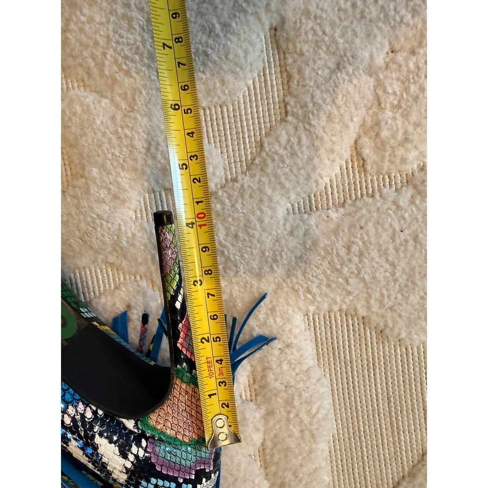 Cape Robbin Multi Color Snakeskin Fringe Chap Stiletto Thigh High Boots Size 8